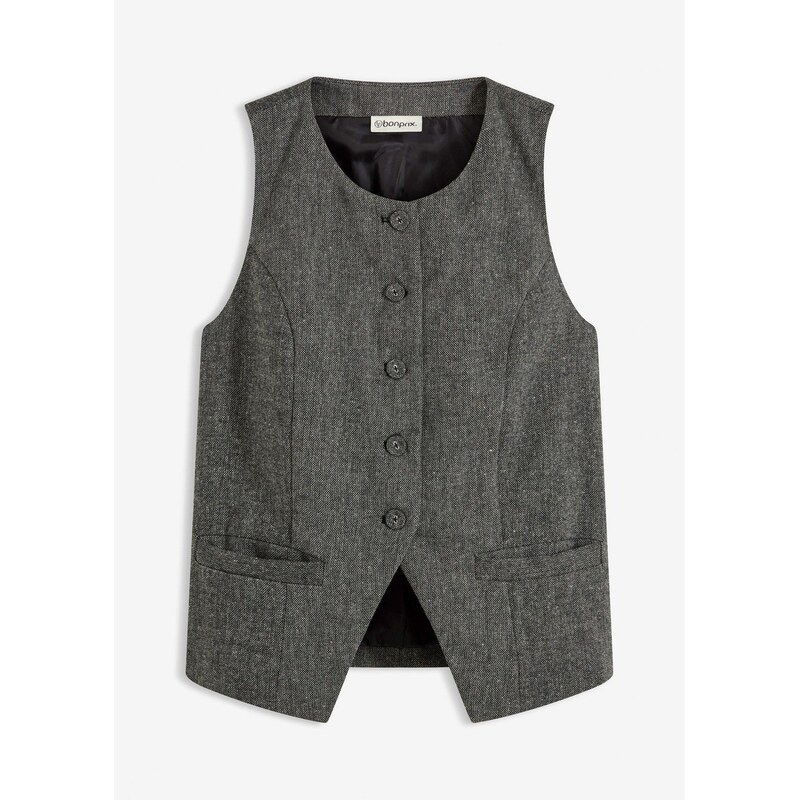 bonprix Vesta, twídový vzhľad, farba čierna 66600743