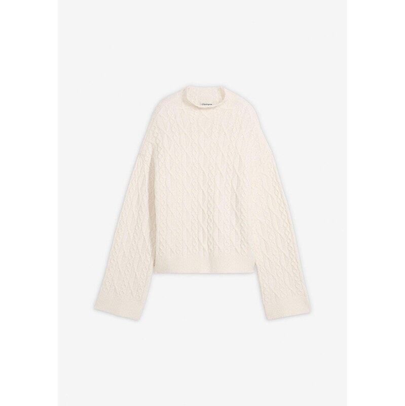 bonprix Pulóver s osmičkovým vzorom, farba biela 66600748