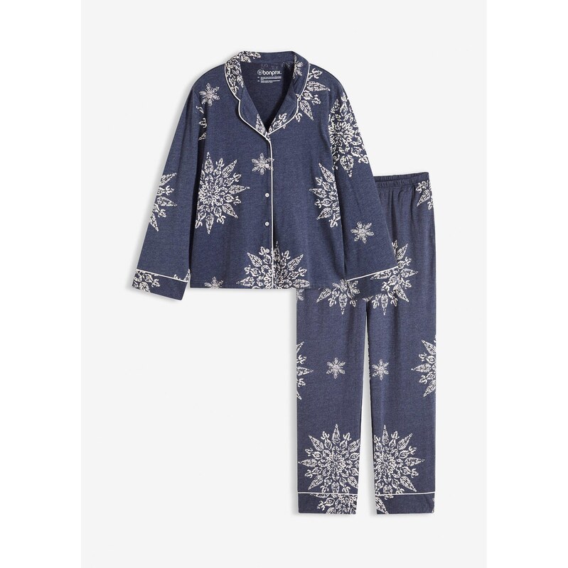 bonprix Pyžamo na gombičky, farba modrá 66600753