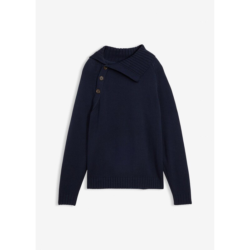 bonprix Asymetrický pulóver, farba modrá 66600755