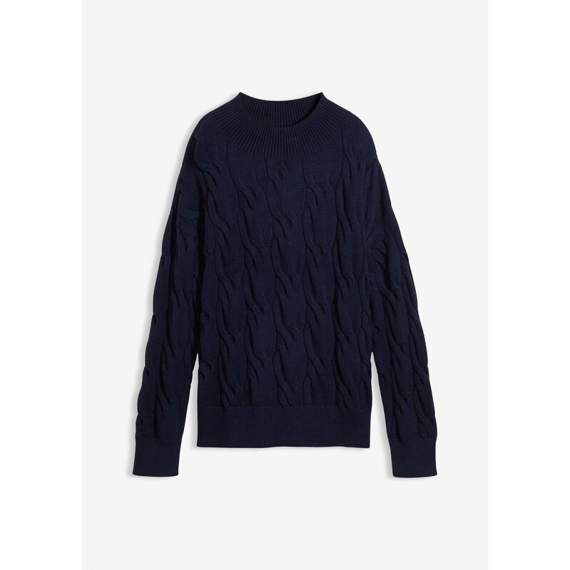 bonprix Oversize-pulóver z jemného viskózového mixu, farba modrá 66600760