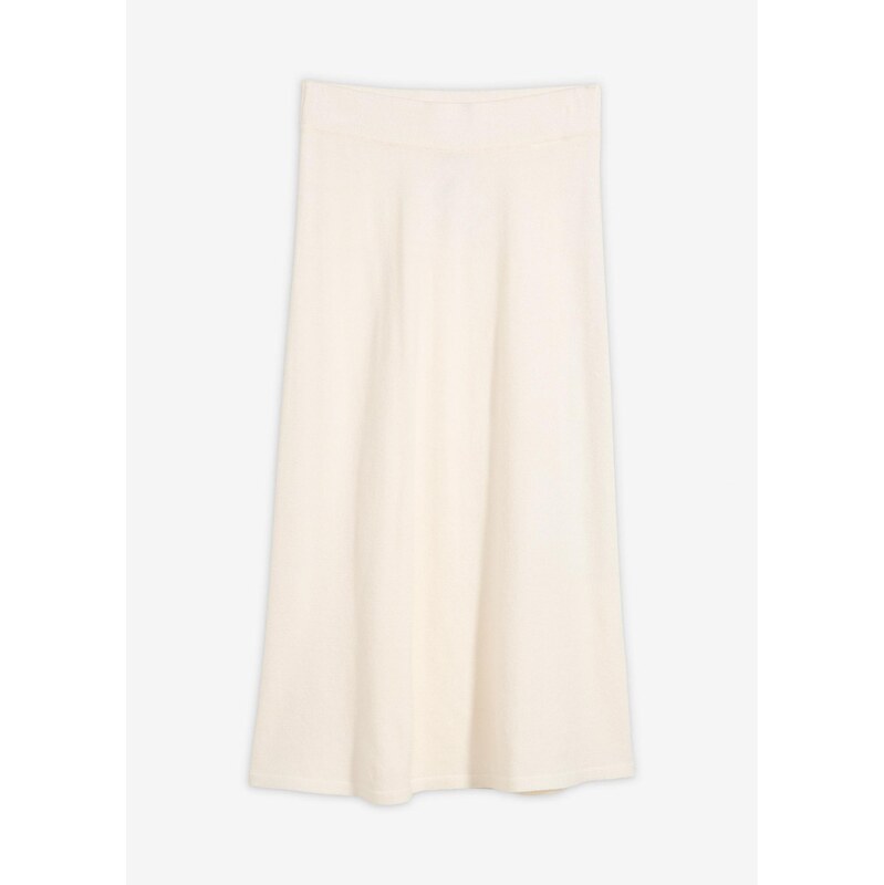 bonprix Midi sukňa z jemného viskózového mixu, farba biela 66600763