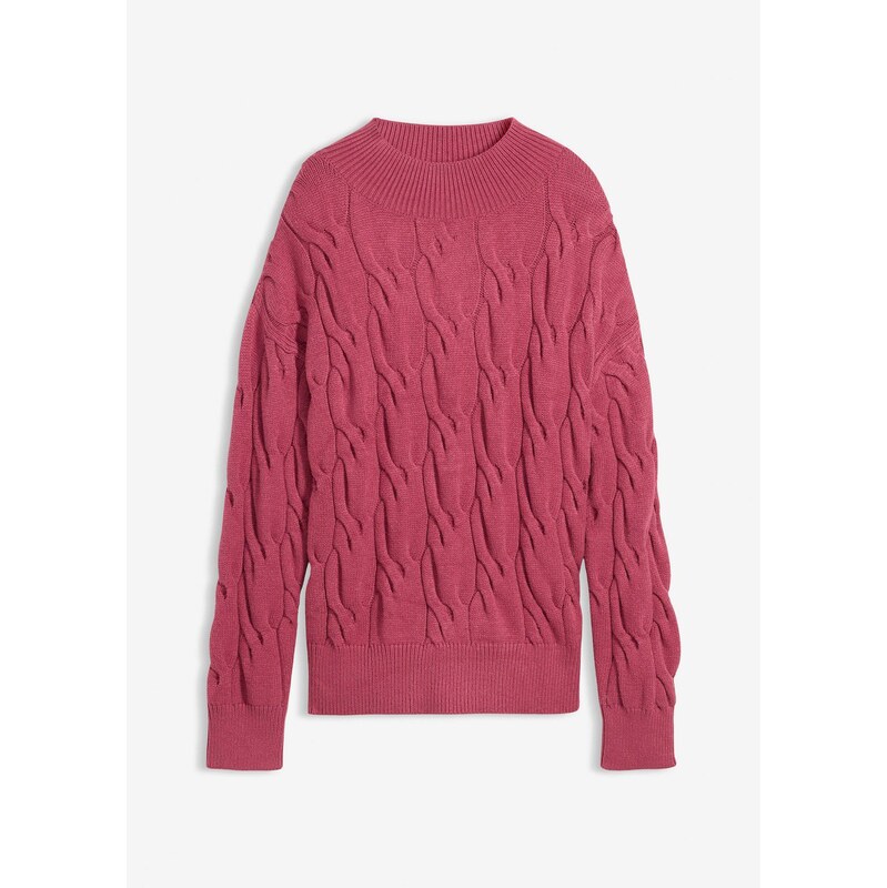 bonprix Oversize-pulóver z jemného viskózového mixu, farba červená 66600761