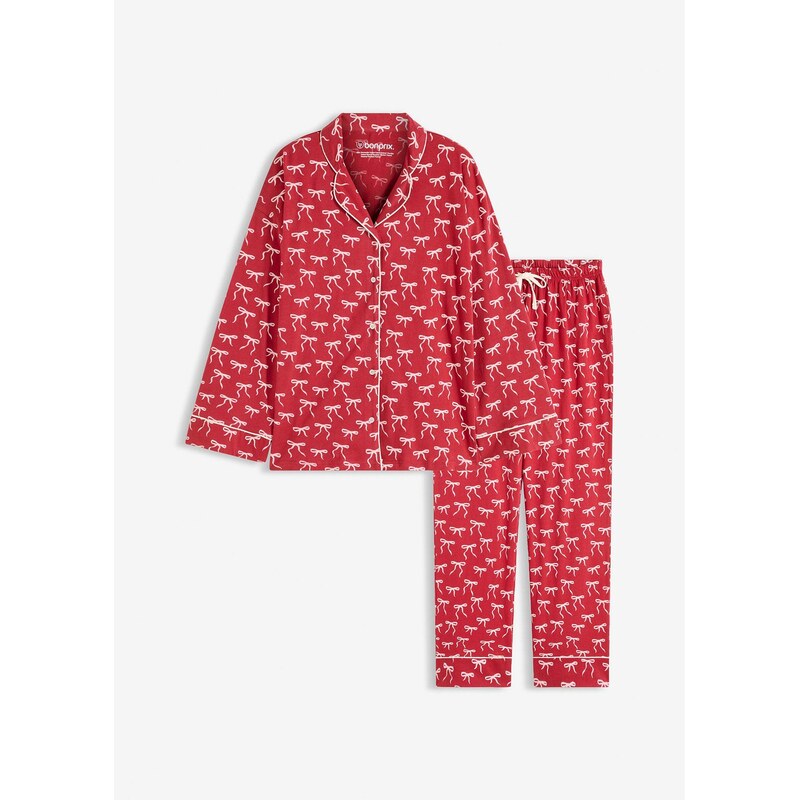 bonprix Pyžamo z čistej bavlny, farba červená 66600775