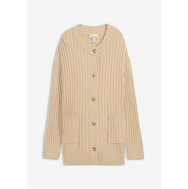 bonprix Pletený sveter z jemného viskózového mixu, farba béžová 66600781