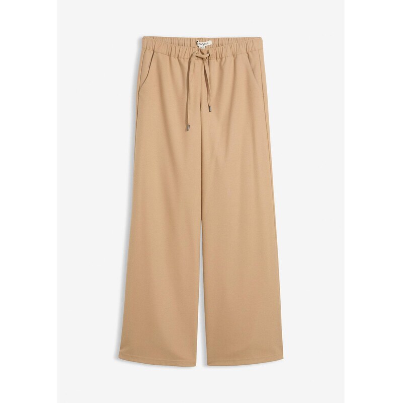 bonprix Nohavice s pohodlným pásom, vlnený vzhľad, farba béžová 66600785