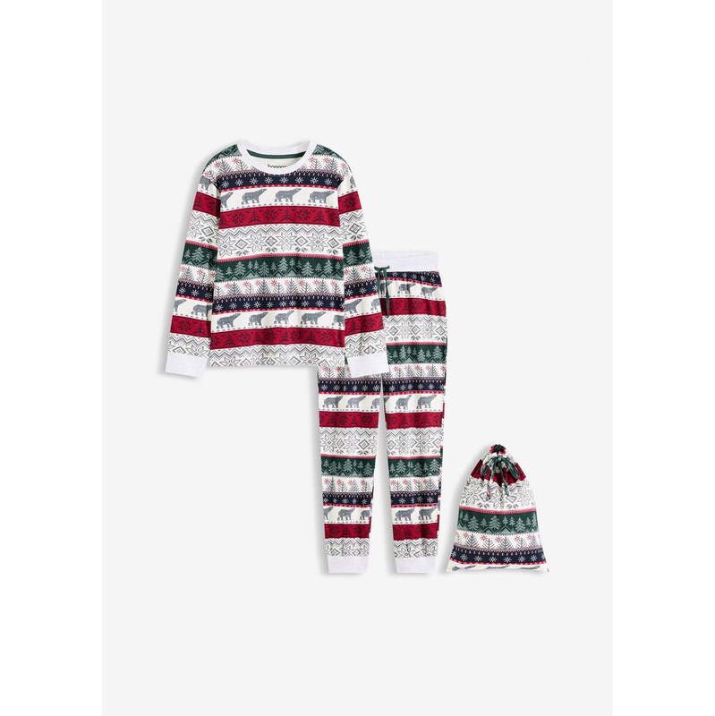 bonprix Pyžamo z mäkkej bavlny s darčekovým vreckom, farba biela 66600782