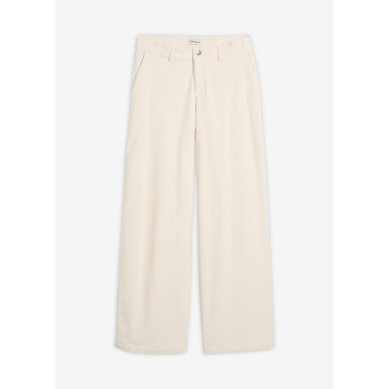 bonprix Široké kordové nohavice, farba biela 66600790