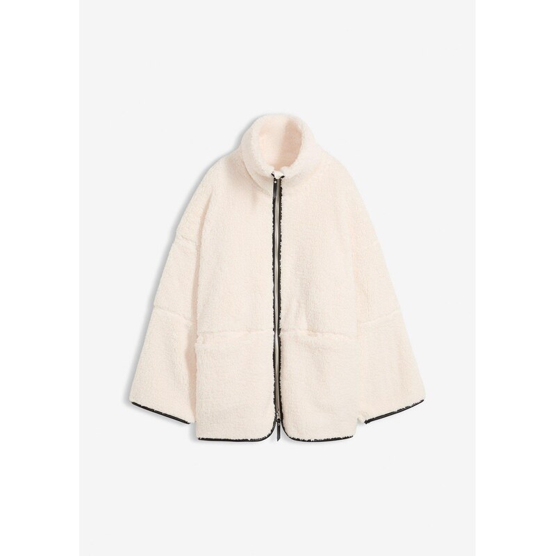 bonprix Oversize flísová bunda Teddy, farba biela 66600867