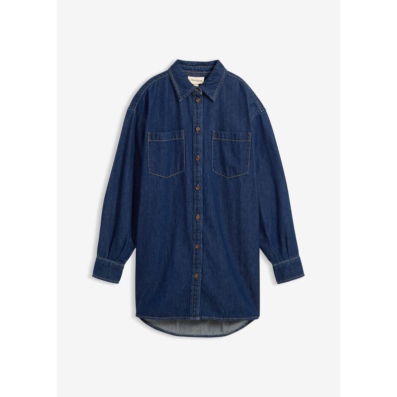 bonprix Džínsová blúzka z ťažkého denimu, čistá bavlna, oversized, 66600873