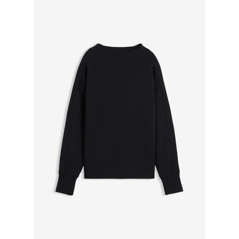 bonprix Mikina oversize z mäkkého scuba materiálu, farba čierna 66600876