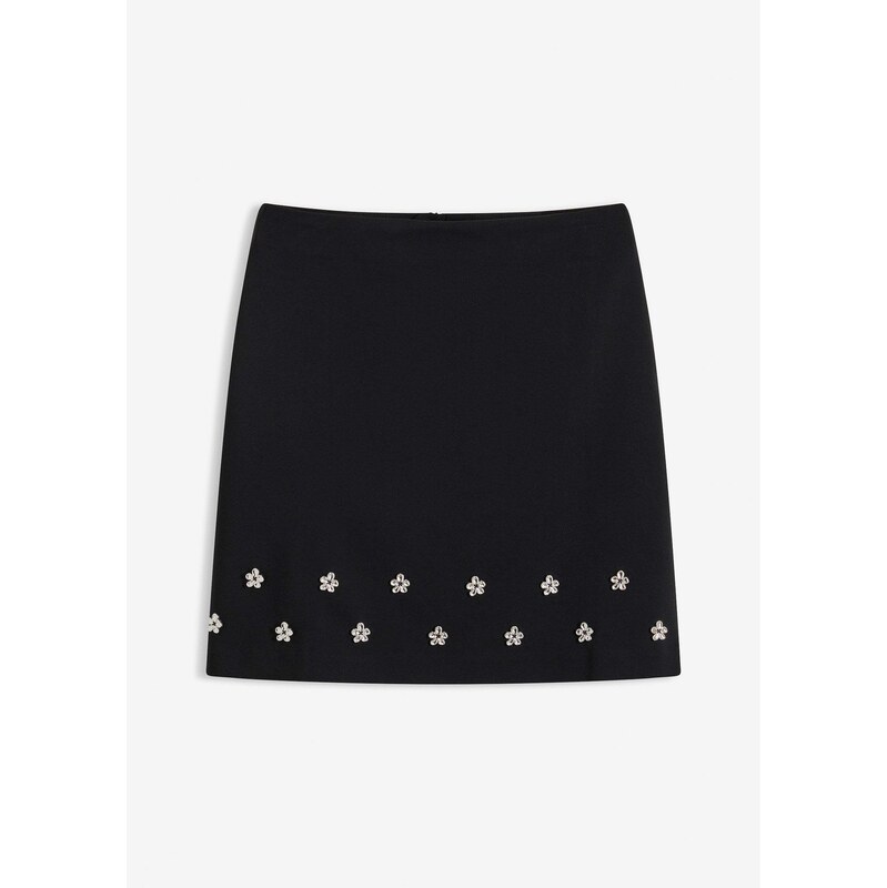 bonprix Mini sukňa z bavlny, farba čierna 66600887