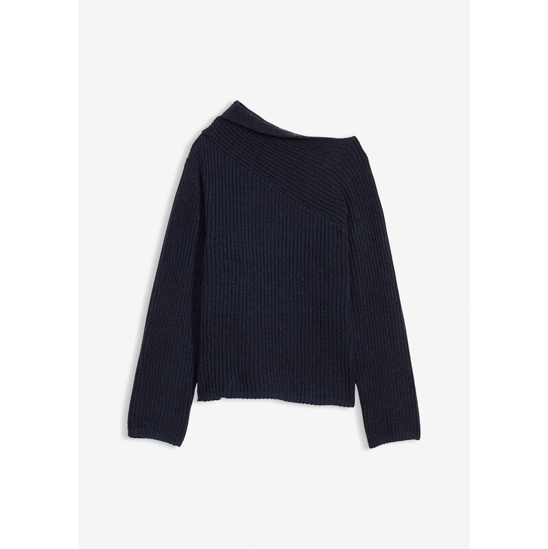 bonprix Oversize vrúbkovaný pulóver, farba modrá 66600908