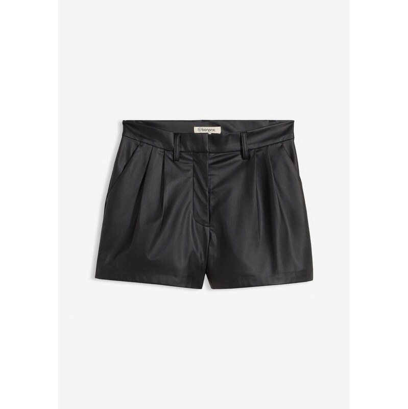 bonprix koženkové šortky, farba čierna 66600967