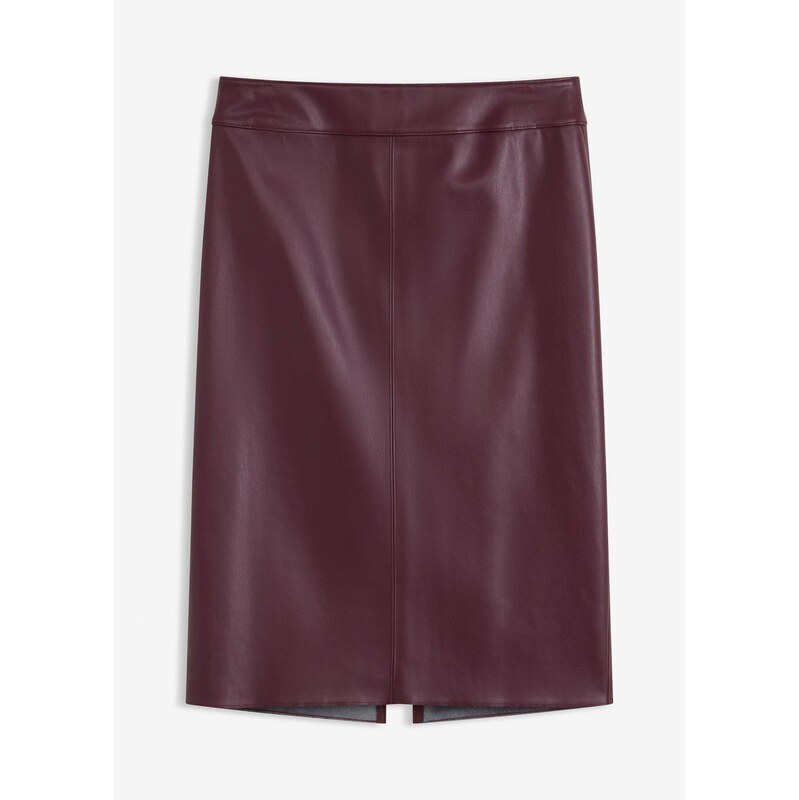 bonprix Koženková suňa, po kolená, priliehavý strih, farba hnedá 66600984