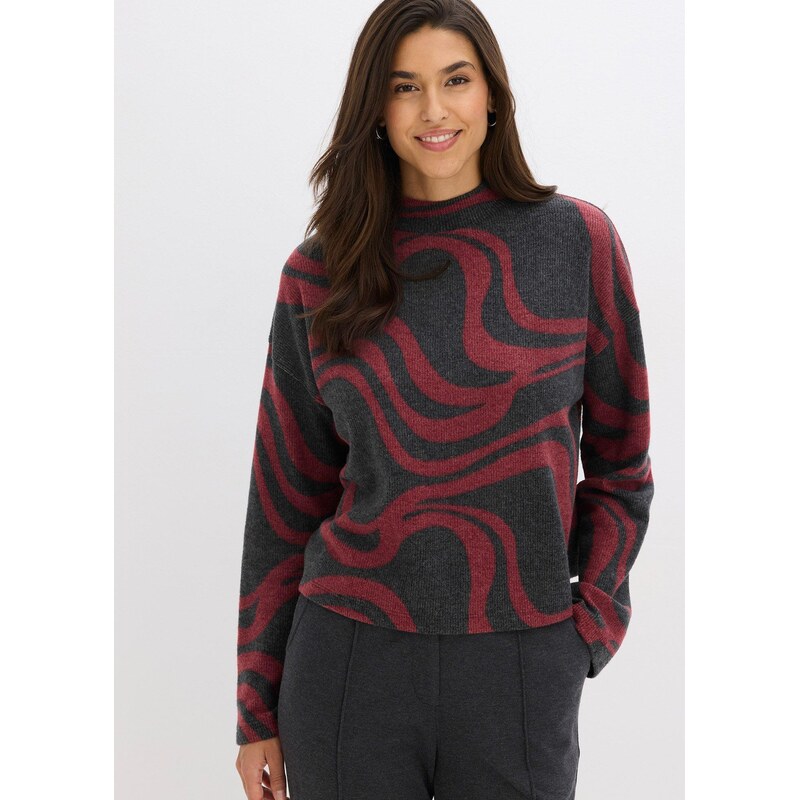 bonprix Mäkké vrúbkované tričko, farba červená 66600717