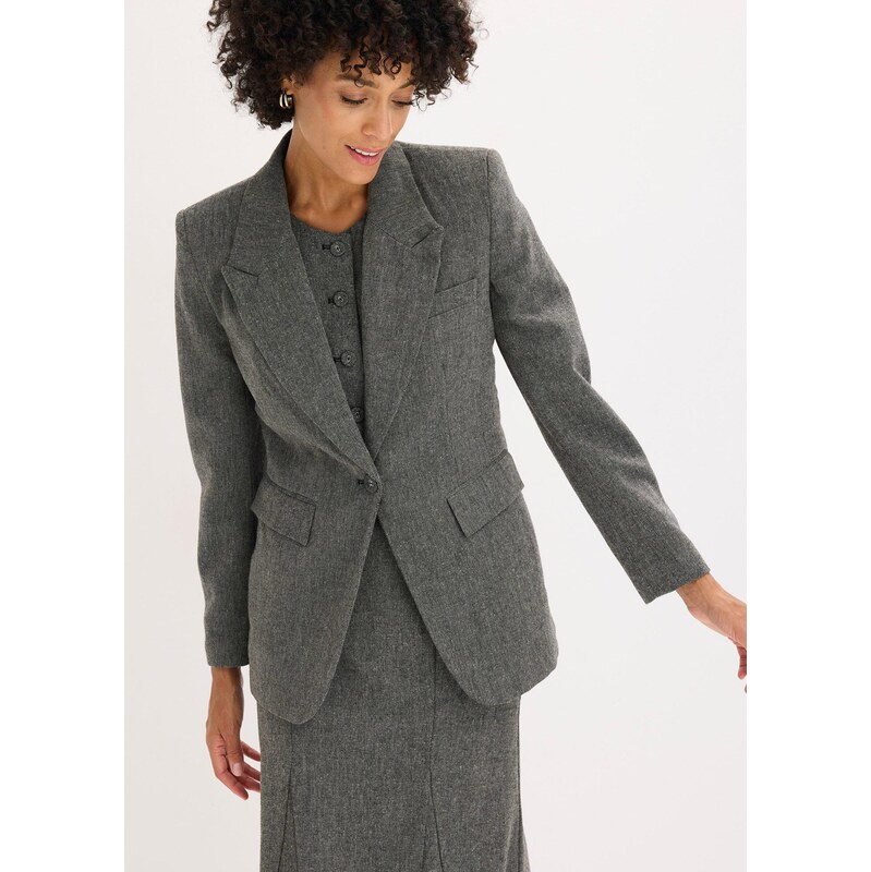 bonprix Blejzer, tvídový vzhľad, farba čierna 66600742