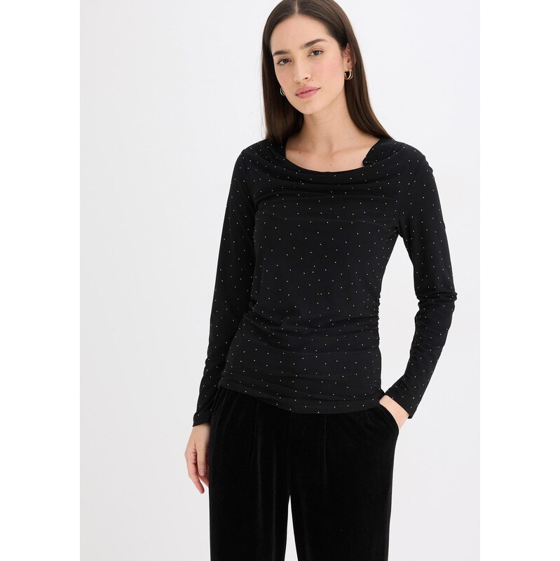 bonprix Tričko s dlhým rukávom, farba čierna 66600801
