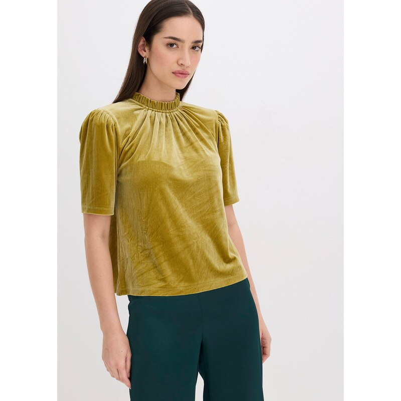 bonprix Zamatové tričko, farba zlatá 66600813