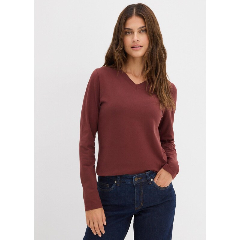 bonprix Tričko s dlhým rukávom, farba hnedá 66600878