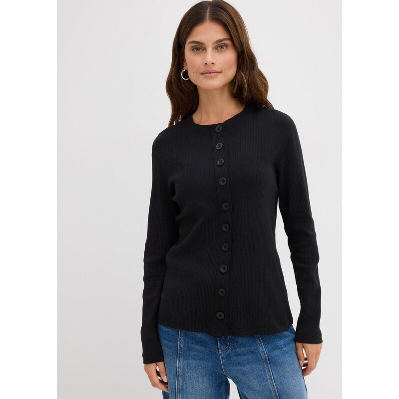 bonprix Tričko s dlhým rukávom, z jemného viskózového mixu, farba 66616495