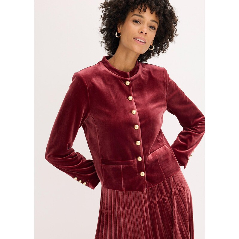 bonprix Zamatová bunda, farba červená 66600947