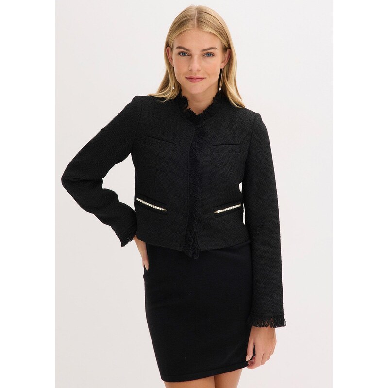 bonprix Buklé blejzer cropped, farba čierna 66600987