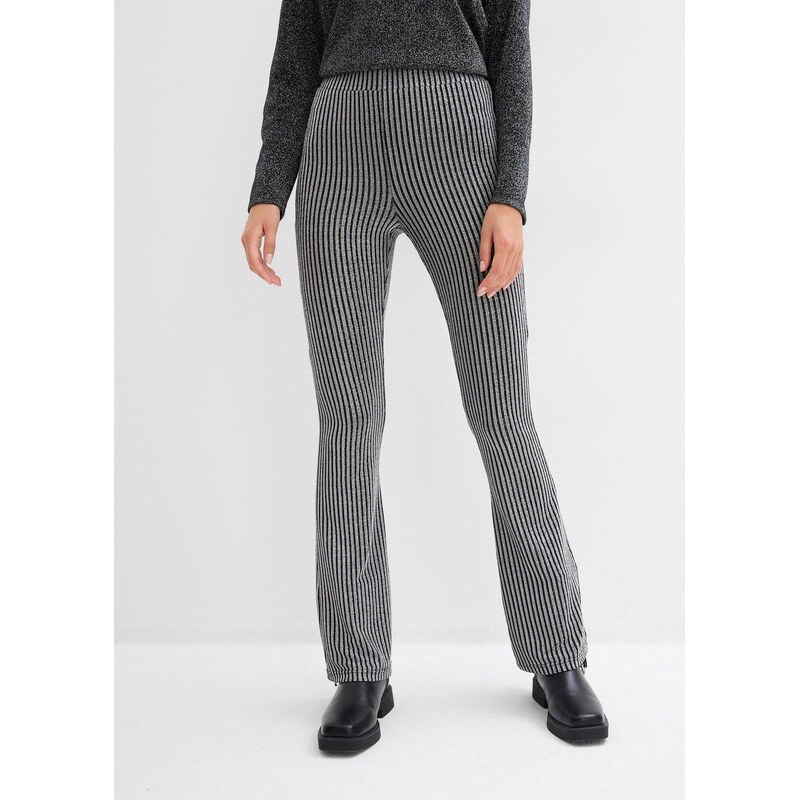 bonprix Rozšírené legíny s lesklým vláknom, farba čierna 66601012