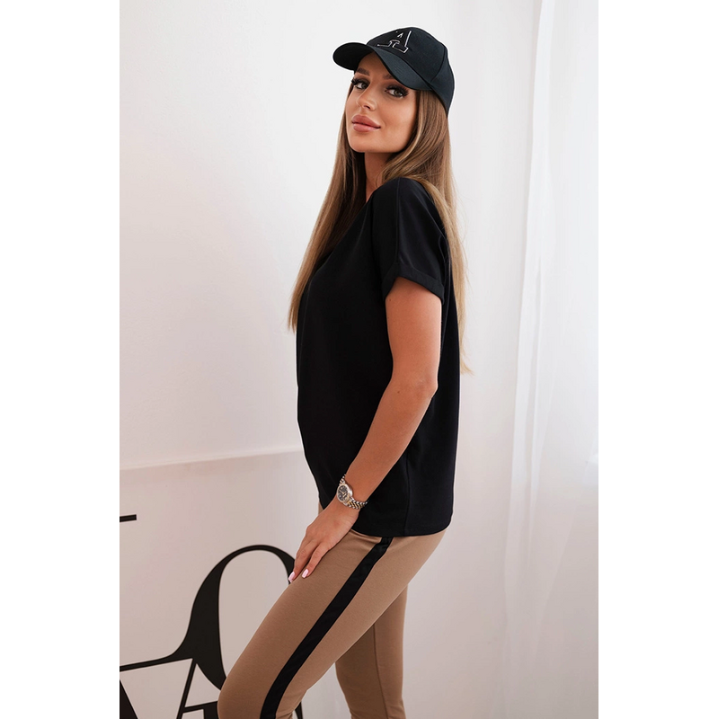 Kesi Dámsky bavlnený komplet s tričkom a legínami s lampasom 66675730