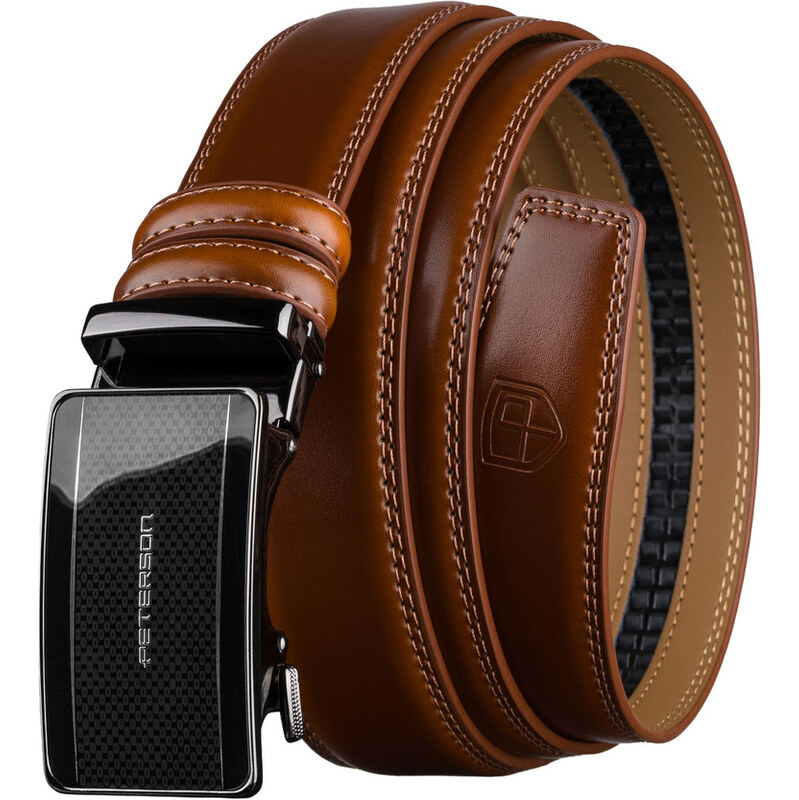 Peterson Pánsky kožený opasok v hnedej farbe s automatickou prackou 66604456
