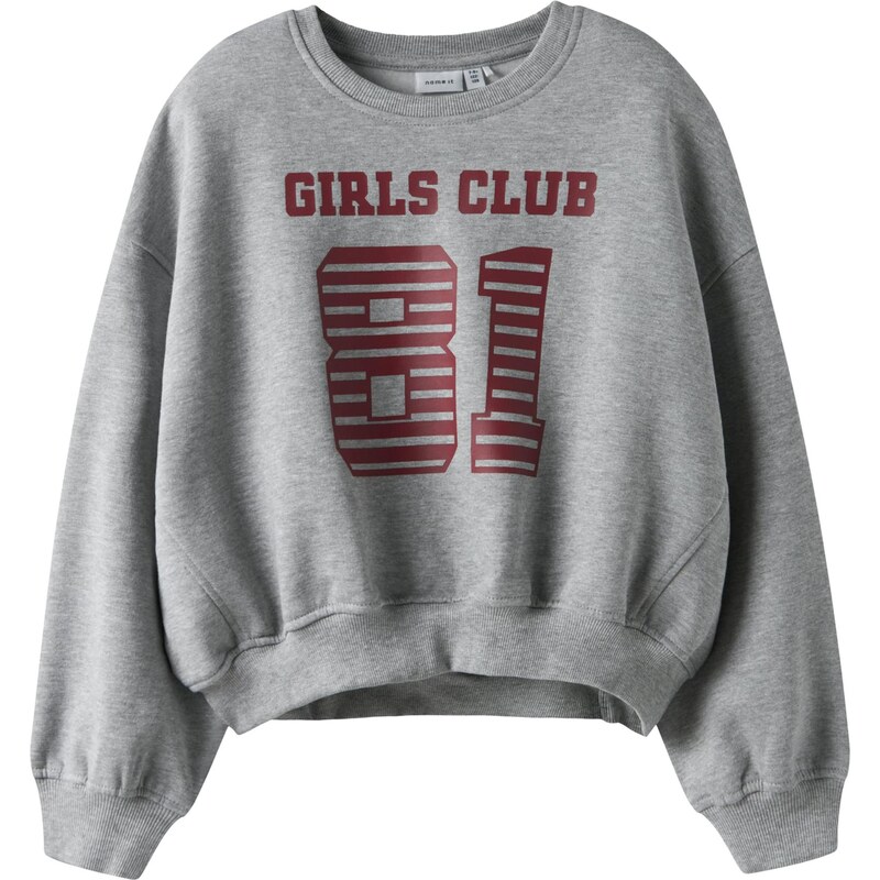 NAME IT Mikina NKFTAYA sivá melírovaná / karmínovo červená 66609035