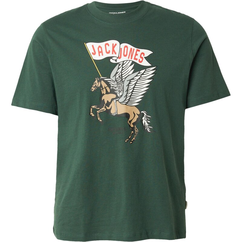 JACK & JONES Tričko JORHOLIDAY jedľová / jasne červená / čierna / 66609284