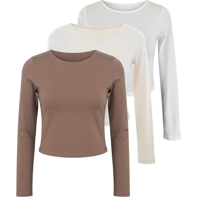 studioselect Tričko Blanca nebielená / hnedá / prírodná biela 66609340