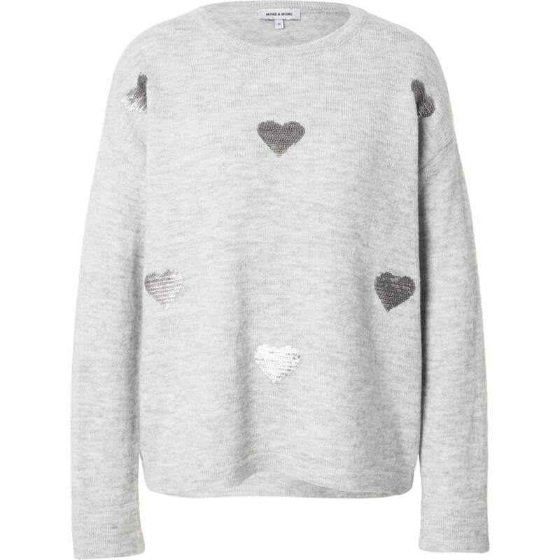 MORE & MORE Sveter sivá melírovaná / strieborná 66609407