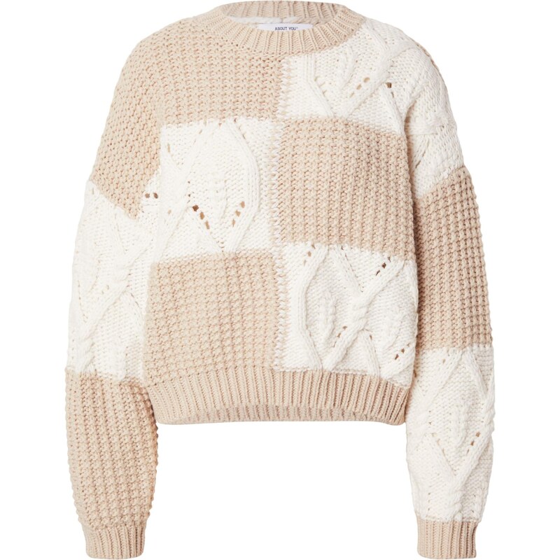 ABOUT YOU Sveter Sarina béžová / biela 66609430