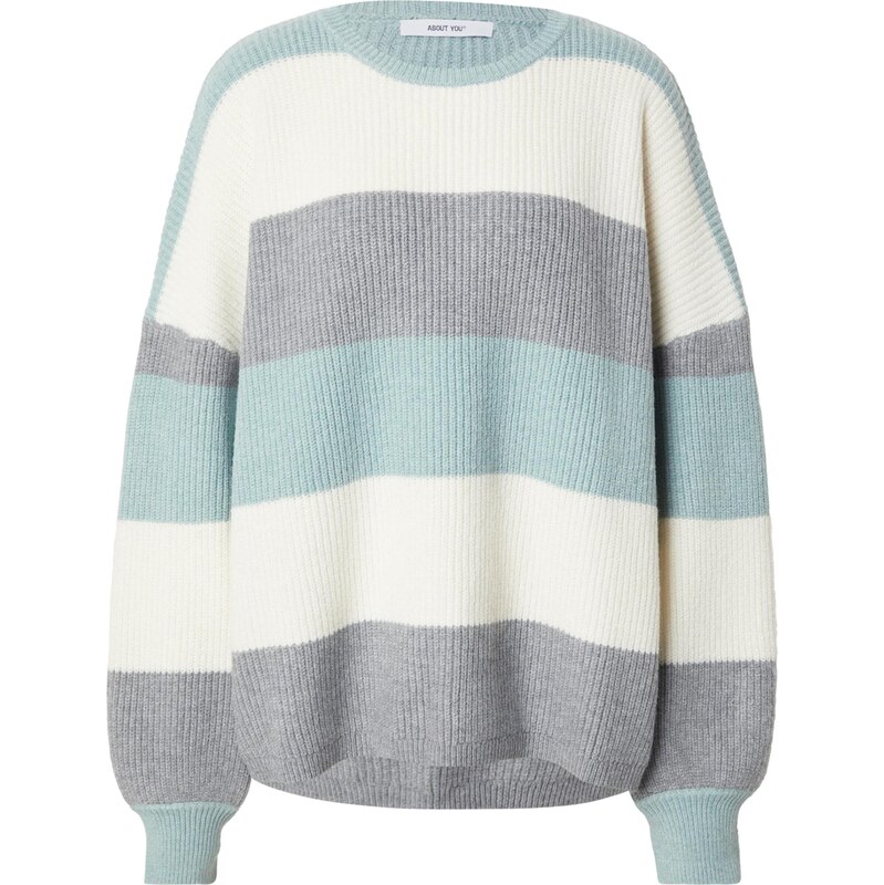 ABOUT YOU Oversize sveter Mina sivá melírovaná / mätová / biela ako 66609432