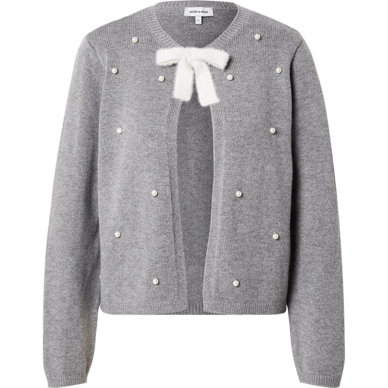 MORE & MORE Kardigán sivá melírovaná / perlovo biela 66609492