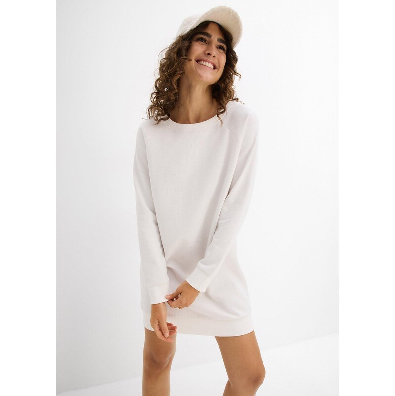 bonprix Mikinové šaty z mäkkého froté, farba biela 61469643