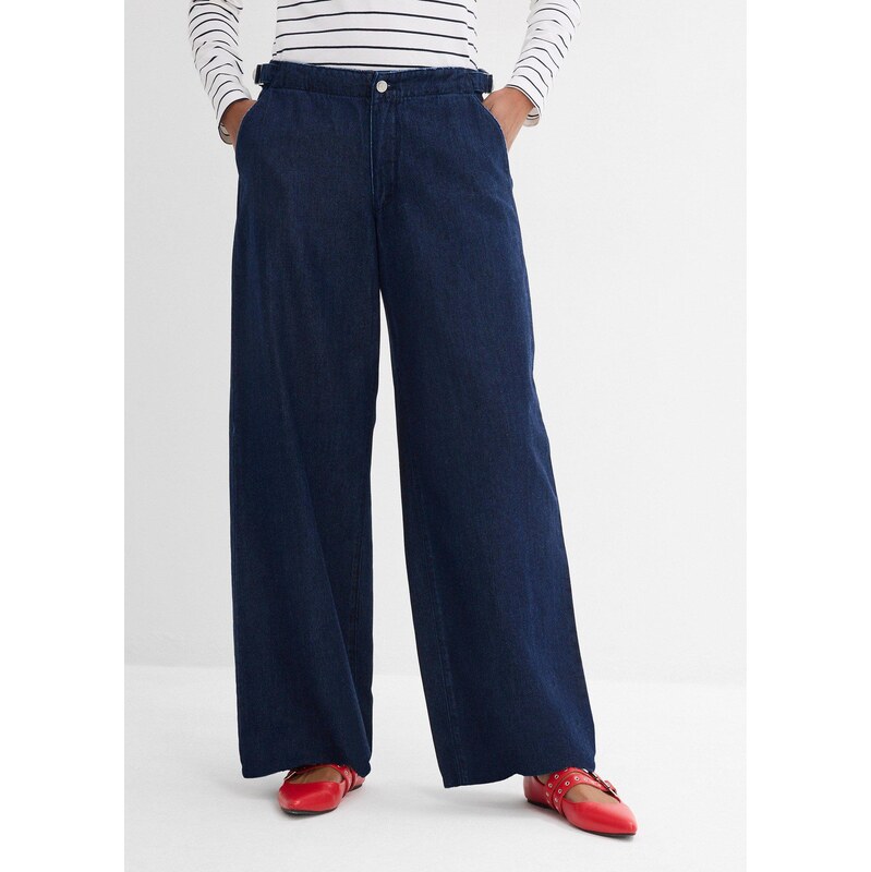 bonprix Džínsy, Wide-Leg, stredná výška pásu, farba modrá 61718809