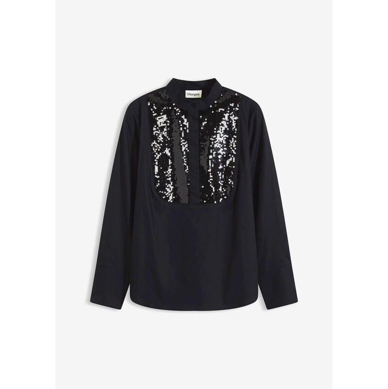 bonprix Tunika s flitrami, farba čierna 66612202