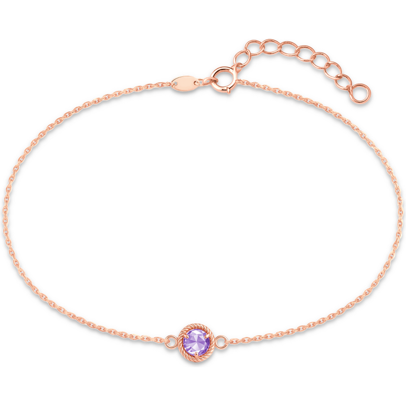 OLIVIE MINET decentný ružovo-zlatý náramok s fialovým zirkónom Au 585 66795566