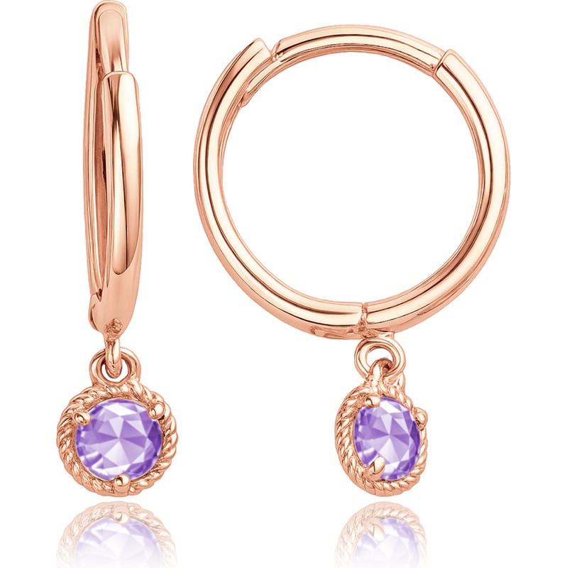 OLIVIE MINET Decentné zlaté ružového zlata náušnice s fialovými 66795562