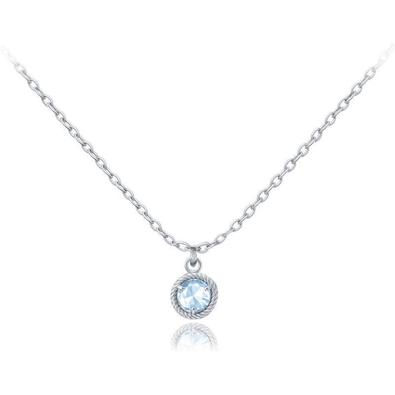 OLIVIE MINET decentný náhrdelník z bieleho zlata s modrým zirkónom Au 66795558