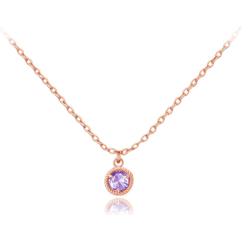 OLIVIE MINET decentný zlatý ružovo-zlatý náhrdelník s fialovým 66795565