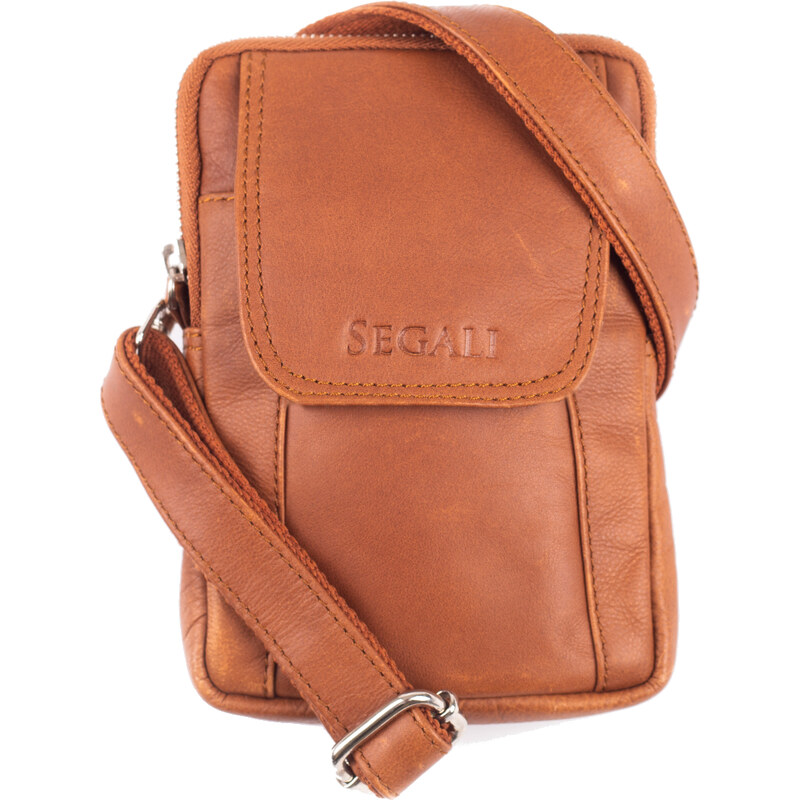 SEGALI Kožená crossbody taška 107 cognac 66580586