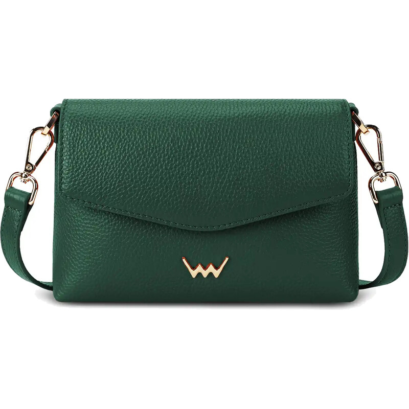 Vuch Dámska kožená crossbody kabelka Leyra Green 66590558
