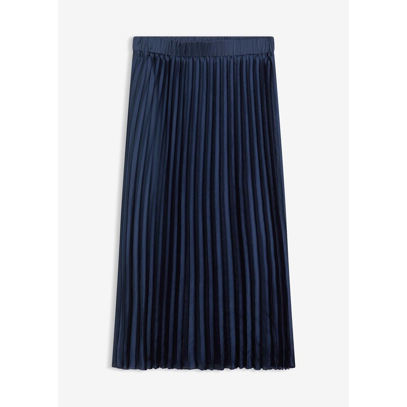 bonprix Plisovaná sukňa z jemného saténu, farba modrá 66614739