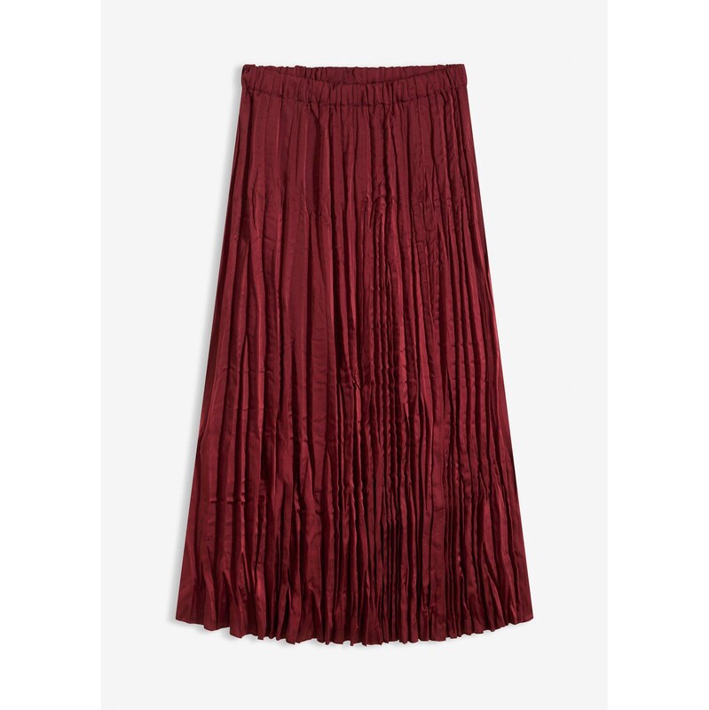 bonprix Pokrčená saténová sukňa, farba červená 66614741
