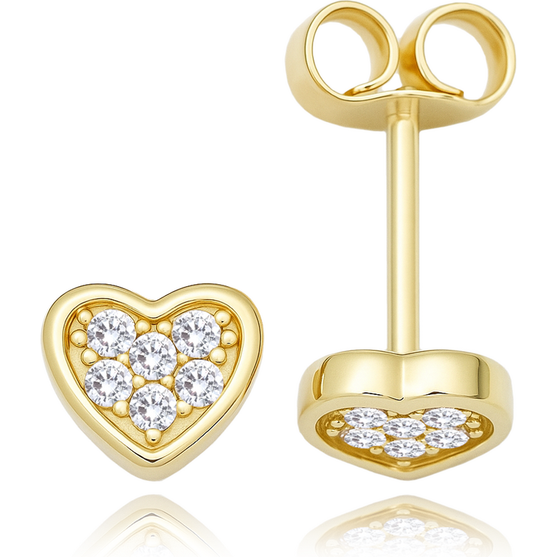OLIVIE MINET Zlaté náušnice srdce s bielymi zirkónmi Au 585/1000 66795610
