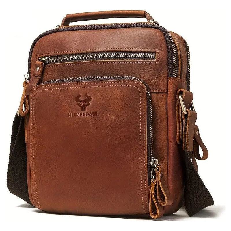 Humerpaul pánska kožená taška Crazy horse Notker Hnedá 5L 65229469